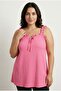 Plus Size Wide Collar Ruffle Strap Sleeve Tie Front Blouse 322689