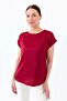 Women's Short Sleeve Front Satin Blouse Claret Red