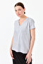 Women's V-Neck Pocket Combed Cotton T-shirt Gray - 5