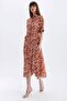 A-Line Shirt Neckline Print Short Sleeve Midi Dress with Kemeer D4575Ax24Hs - 3