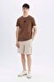 Regular Fit Cargo Pocket Basic Plain Bermuda Shorts D0476Ax24Sm