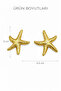 Women's Steel Yellow Textured Starfish Design Earrings - 7