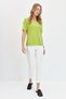 Women's Crew Neck Collar Embroidered Cotton T-shirt F.Green - 7