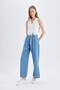Wide Leg High Waist Belted Long Jean Trousers D2433Ax24Sm - 3