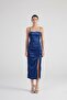Slit Lined Satin Dipsy Dress Blue - 5