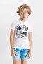 Boys' 2-Piece Set Crew Neck Printed Short Sleeve T-Shirt Sea Shorts C3150A824Hs - 3
