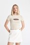 Fitted Crew Neck Printed Rib Short Sleeve T-Shirt D1985Ax24Smbg737 - 3