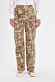 Straight Fit Snakeskin Patterned High Waist Long Gabardine Trousers D1229Ax24Sm - 6