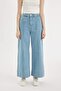 Short Wide Leg High Waist Ankle Length Jean Washed Trousers D2434Ax24Hs