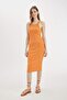 Bodycon Halter Neck Ribbed Camisole Basic Sleeveless Midi Dress U8106Az24Sm - 2
