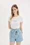 Paperbag High Waist Jean Shorts C2445Ax24Hs - 4