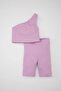 Girls' 2-Piece Set Ribbed Camisole One Shoulder Blouse Leggings D0179A824Hs