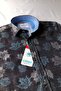 Navy Blue Large Leaf Detailed Short Sleeve Children's Shirt - 4