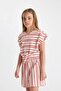 Girls' Striped Short Sleeve Jumpsuit C9771A824HS - 4