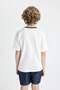 Boys Oversize Fit Crew Neck Printed Short Sleeve T-Shirt C4904A824Hs - 6