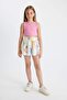 Cotton Pieces of Patterned Shorts for Girls C9495A824Sm - 4