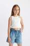 Paperbag Jean Shorts for Girls B8113A824Sm - 5