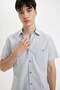 Slim Fit Slim Fit Striped Cotton Short Sleeve Shirt C7361Ax24Sm - 3
