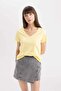 Regular Fit V-Neck Basic Plain Short Sleeve T-Shirt K1507Az24Sm - 5