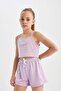 Girls' 2-Piece Set Printed Thin Strap Tank Top Shorts D0066A824Hs - 4