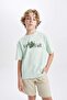 Oversize Wide Fit Crew Neck Printed Short Sleeve T-Shirt Boys C5002A824Hs - 4
