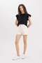 High Waist Double Leg Gabardine Shorts A8124AX24HS - 2