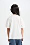 Girls Oversize Wide Fit Crew Neck Printed Short Sleeve T-Shirt B5170A824Hs - 5