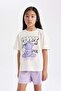Girls Pajamas Set Crew Neck Printed Short Sleeve Top Shorts C3375A824Sm - 3