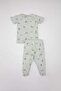 Baby Girl Ballerina Pattern Short Sleeve Combed Cotton Pajama Set C2036A524SM - 4