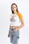 Fitted Crew Neck Printed Corded Fabric Ribbed Knit Short Sleeve T-Shirt C5720Ax24Sm - 3