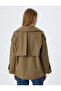 Double Breasted Short Trench Coat with Pockets - 4