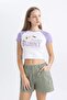 Fitted Crew Neck Printed Corded Fabric Ribbed Knit Short Sleeve T-Shirt C5721Ax24Sm - 3
