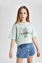 Oversized Wide Fit Crew Neck Printed Short Sleeve T-Shirt Girls B5169A824Hs - 5