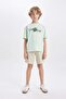 Oversize Wide Fit Crew Neck Printed Short Sleeve T-Shirt Boys C5002A824Hs - 2