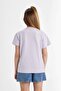 Girls' Crew Neck Printed Short Sleeve T-Shirt B5166A824Hs - 6