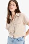 Crop Shirt Collar Short Sleeve Shirt C4784Ax24Sm