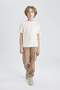 Boy's Cargo Pocket Waist Lace-Up Elastic Leg Pocket Jogger Gabardine Trousers B8939A824Sm - 5