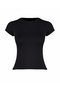 قميص أسود قصير الأكمام للنساء من Black Crew Neck Basic فائق النعومة - 8