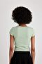 Fitted Crew Neck Printed Corded Fabric Ribbed Knit Short Sleeve T-Shirt B6813Ax24Sm - 6