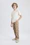 Boy's Cargo Pocket Waist Lace-Up Elastic Leg Pocket Jogger Gabardine Trousers B8939A824Sm - 6