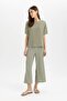 Wide Leg Wide Loose Leg Regular Waist Wrap Capri Pants C4329Ax24Sp - 2