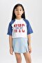 Girl's Crew Neck Printed Short Sleeve T-Shirt C2224A824SM - 3