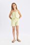 Checkered Paperbag Shorts for Girls C2313A824Sm - 2