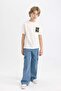 Boy's Crew Neck Printed Short Sleeve T-Shirt C3305A824SM - 2