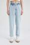 Paperbag High Waist Casual Leg Ankle Length Jean Trousers C1278Ax24Sm