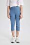 Girl's Midi Basic Plain Leggings B5656A824Sm - 4