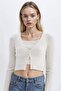 Regular Fit Crop Buttoned V-Neck Knitwear Cardigan A2076Ax24Sp