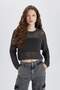 Regular Fit Crew Neck Crochet Knitwear Sweater T4513Az24Sp - 7