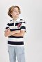 Oversize Wide Fit Striped Printed Short Sleeve Polo T-Shirt Boys B9514A824Sm - 3