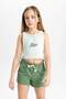 Crew Neck Printed Athlete Girls' Top C1582A824Sm